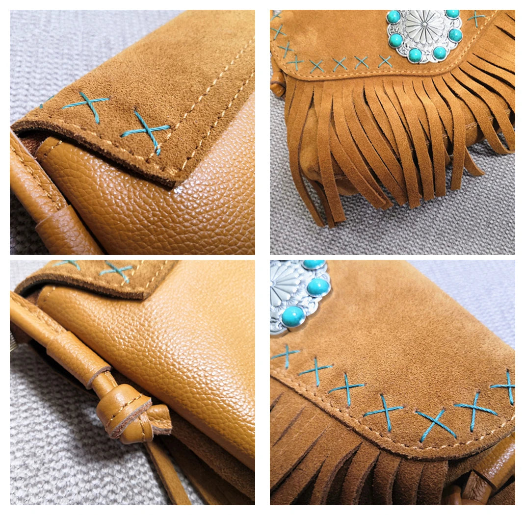 Female Genuine Leather Bohemian Gypsy Handbag