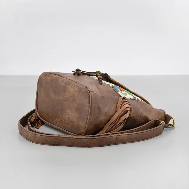 Women PU National Patchwork Crossbody Bags