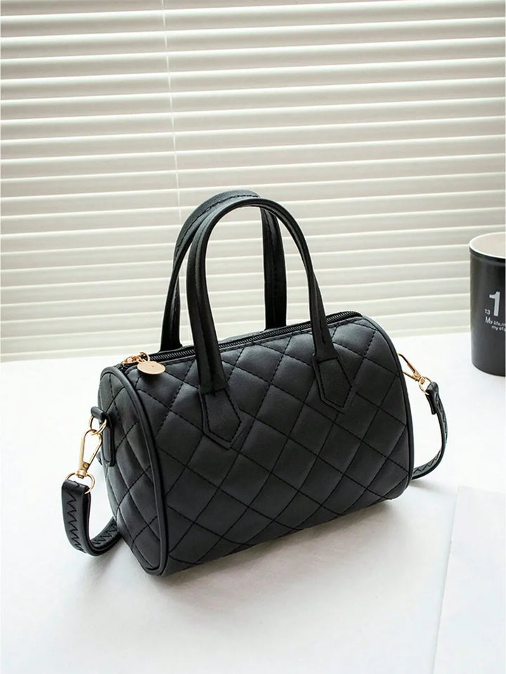 Classic Monogram Print Barrel Bag Black