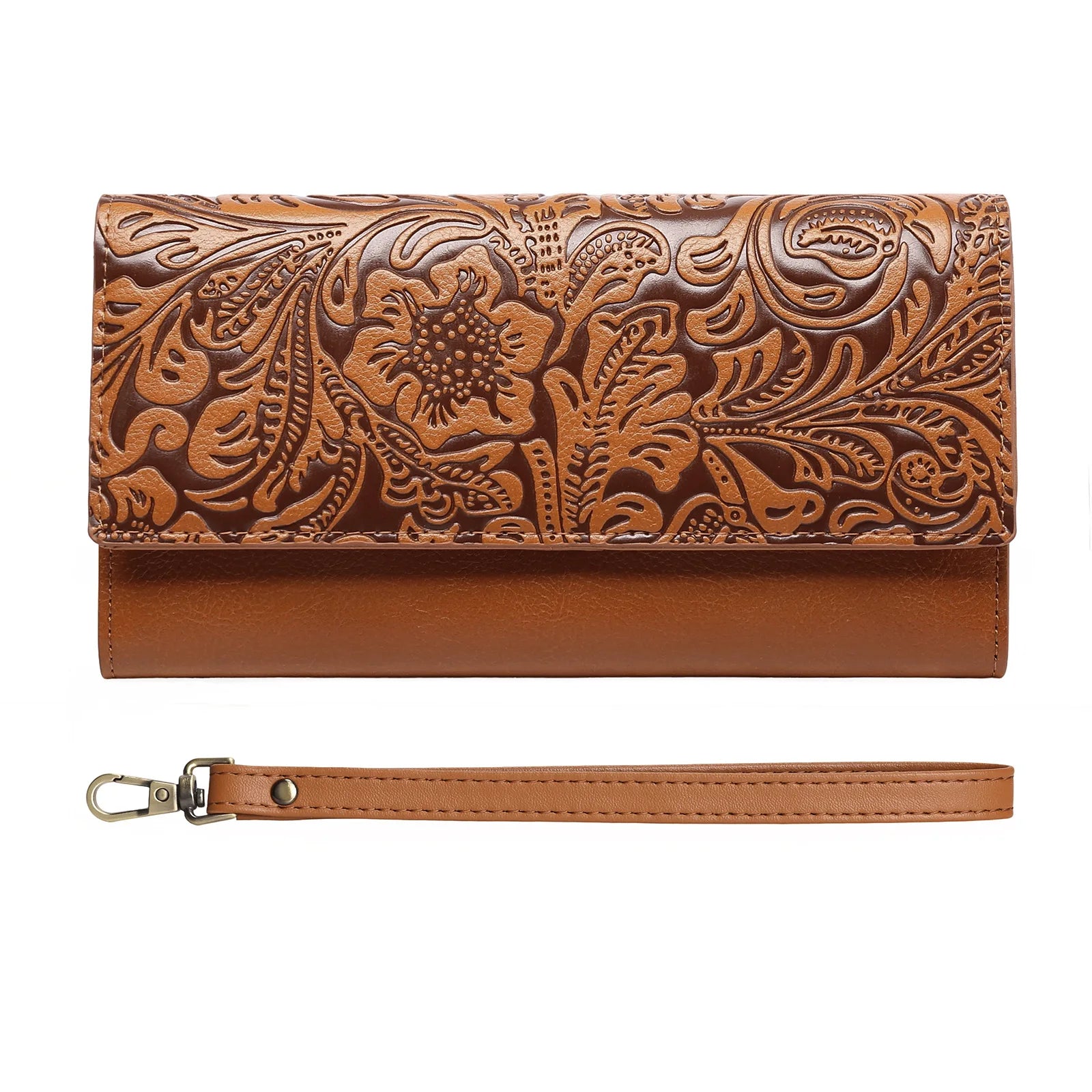 PU leather lady's long three-fold wallet