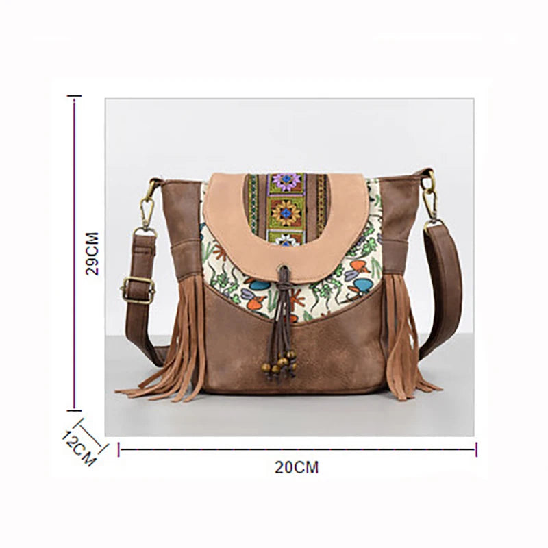 Women PU National Patchwork Crossbody Bags