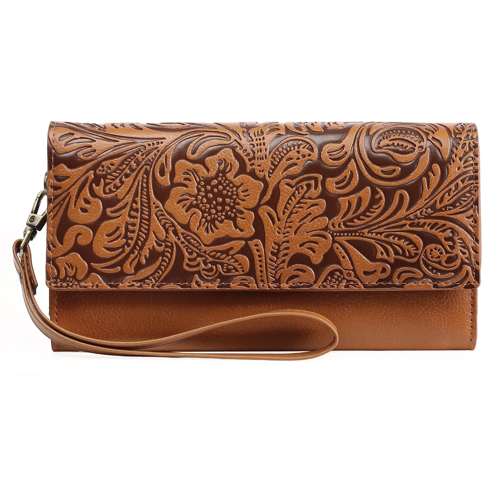 PU leather lady's long three-fold wallet